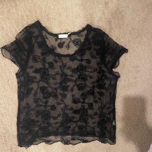 Nordstrom Floral mesh short sleeve top